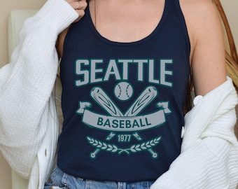 Womens Slim Fit Vintage Style Seattle Baseball Racerback Tank Top, Ladies Sleeveless Top, Gift For Sports Fan, Game Day Outfit