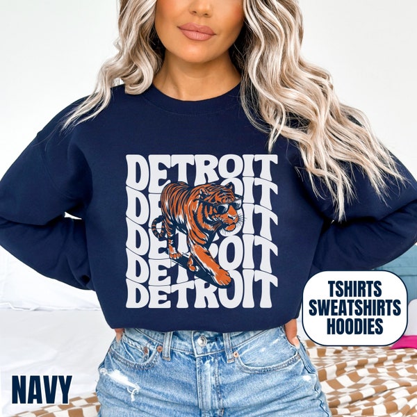 Detroit Baseball T-shirt Crewneck Sweatshirt Hoodie, Mens & Womens Apparel, Gift For Sports Fan, Game Day Gear Outfit, Retro Echo Tiger