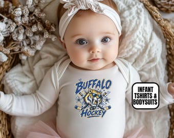 Infant Buffalo Hockey Apparel, Baby Boys & Girls Bodysuits/T-Shirts, Newborn Baby Shower Gift, Paint Splash Mascot