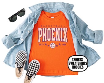 Toddler Distressed Vintage Style Phoenix Basketball Apparel, Boys & Girls T-Shirts/Sweatshirts/Hoodies, Kids Sports Fan Gift