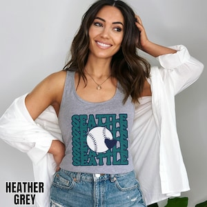 Womens Slim Fit Seattle Baseball Racerback Tank Top, Ladies Sleeveless Top, Gift For Sports Fan, Game Day Outfit, Seattle Echo