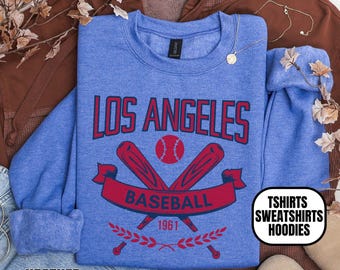Vintage Style Los Angeles LAA Unisex Baseball Apparel, T-shirts/Crewneck Sweatshirts/ Hoodies, Gift For Sports Fan, Game Day Outfit