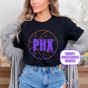 Unisex Phoenix Basketball Apparel, Mens & Womens T-shirt, Crewneck Sweatshirt, Hoodie, Gift For Sports Fan, Game Day Gear Outfit, PHX Hearts