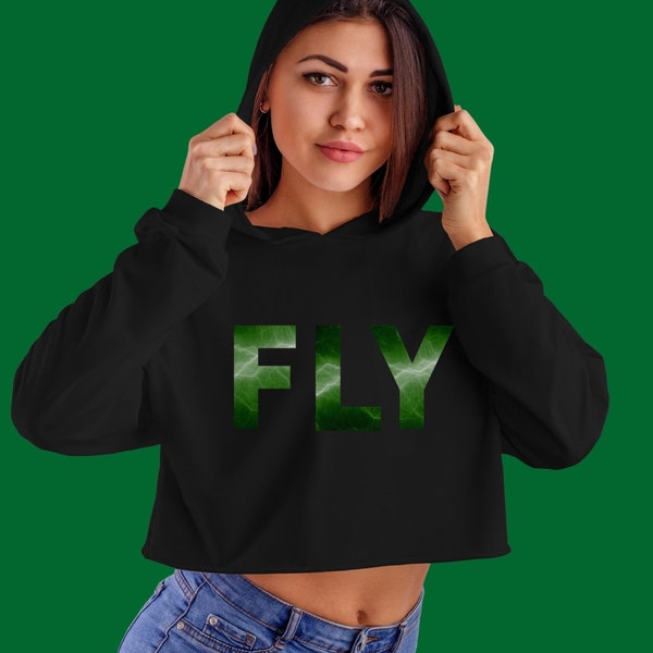 Fly Womens Crop Hoodie Birds Cropped Sweater Philadelphia Sports Sweater XS-L