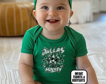 Infant Dallas Hockey Apparel, Baby Boys & Girls Bodysuits/T-Shirts, Sports Newborn Baby Shower Gift, Paint Splash Mascot