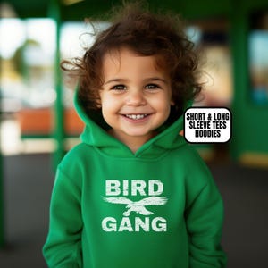 Toddler Philadelphia Football Apparel, Boys/ Girls Long & Short Sleeve Tee Hoodie, Gift For Sports Fan, Kids Game Day Gear Outfit, Bird Gang