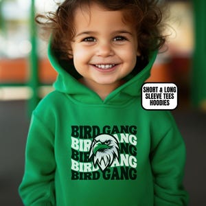 Toddler Philadelphia Football Apparel, Boys/ Girls Long & Short Sleeve Tees Hoodies, Gift Sports Fan, Kids Game Day Outfit, Bird Gang Wavy