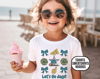 Toddler Jacksonville Football Apparel, Boys & Girls T-Shirts/Hoodies, Kids Sports Fan Gift, Cheer Coquette Bows