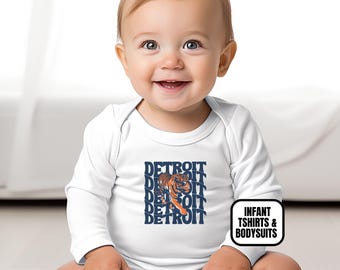 Body bébé Detroit Baseball, T-shirt bébé pour les jours de match, Cadeau garçon et fille pour les fans de sport, Tenue enfant pour les jours de match, Lunettes Echo Tiger
