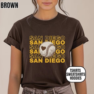 Retro San Diego Baseball Unisex Apparel, Mens & Womens Shirts/Crewneck Sweatshirts/Hoodies, Gift For Sports Fan, Hollow Echo Heart image 1