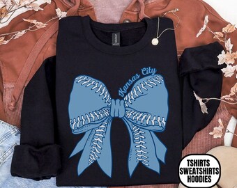 Kansas City Baseball Unisex Apparel, Mens & Womens T-shirts/Crewneck Sweatshirts/Hoodies, Gift For Sports Fan, Game Day Outfit, Coquette Bow