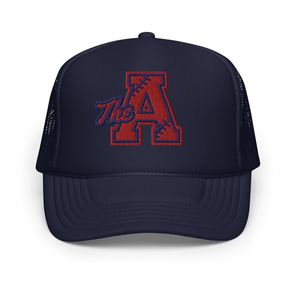 Embroidered Atlanta Baseball Foam Trucker Hat, Gift For Sports Fan, Game Day Ball Cap, The A