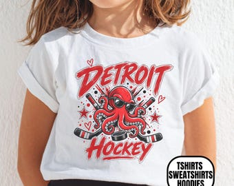 Toddler Detroit Hockey Apparel, Boys & Girls T-Shirts/Sweatshirts/Hoodies, Kids Sports Fan Gift, Paint Splash Mascot