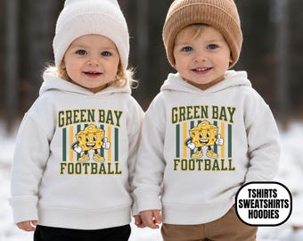 Toddler Green Bay Football Unisex Apparel, Girls T-Shirts/Sweatshirts/Hoodies, Kids Sports Fan Gift, Striped Mascot