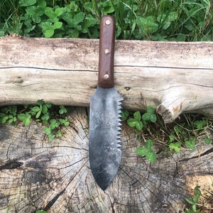 Hand Forged Hori Hori Bladed Gardening Tool Optional Leather Sheath  - Gift for Outdoor Hobbyist, Gardener, Nature Lover, Plant Enthusiast