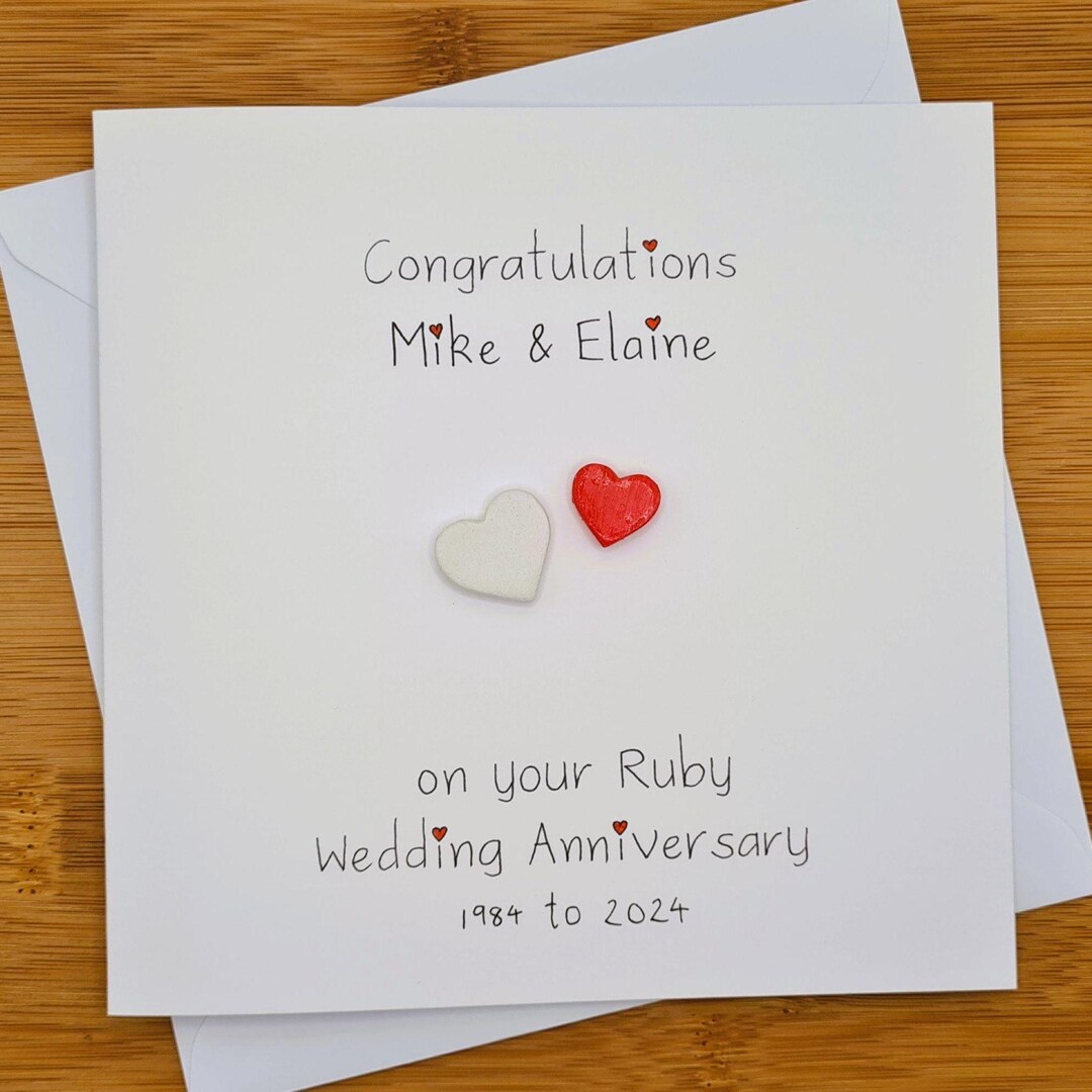 Personalised Ruby Anniversary Card: 40th Wedding Anniversary - Etsy UK
