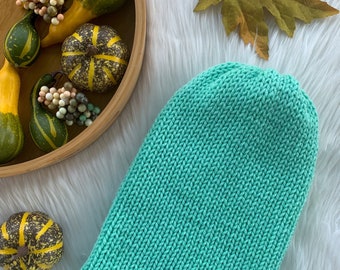 Brimless Double Layer Hipster Beanie | Aquamarine Beanie | Slouchy Beanie