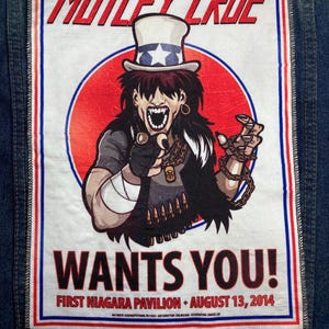 Motley Crue back patch sew on rock battle jacket