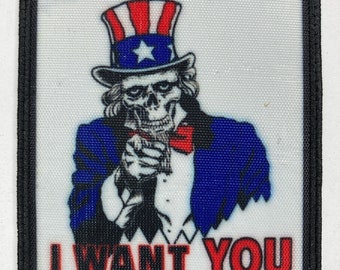 Uncle Sam iron on or sew in patch jacket clothes accessories vintage funny cool design skateboard