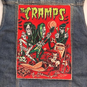 The cramps back patch sew on patch punk rock band jacket clothes accesories vintage design alternative goth dark band garage rock rockabilly