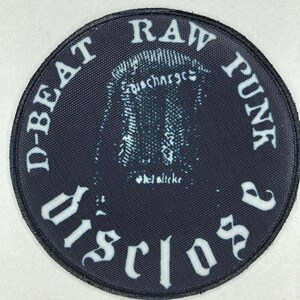 Disclose iron on or sew in patch rock band jacket clothes accesories vintage design hardcore punk brains music style discharge