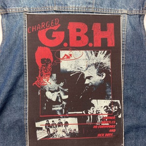 GBH back patch sew on patch punk rock band jacket clothes accesories vintage design hardcore rock metal music punk vest g.b.h