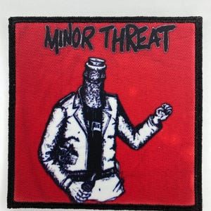 Minor threat iron on or sew in patch rock band jacket clothes accesories vintage design hardcore punk brains music style bad religion