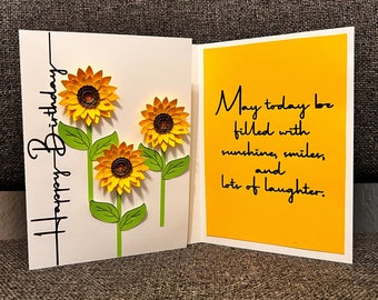 Happy Birthday Sunflower Card w/ Envelope SVG