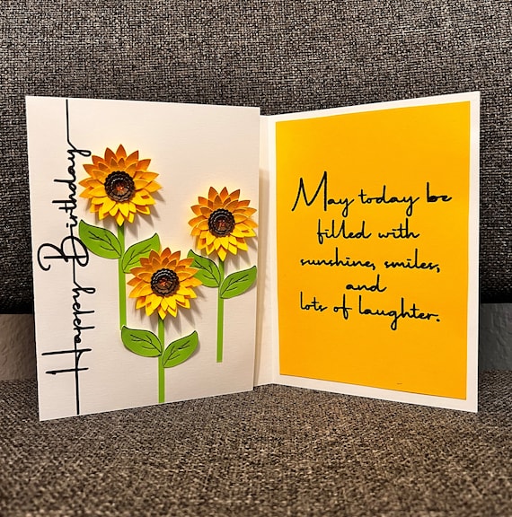Happy Birthday Sunflower Card W/ Envelope SVG - Etsy