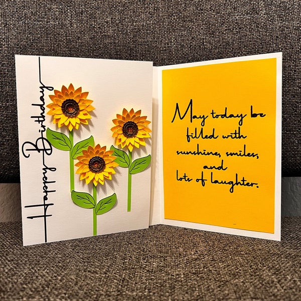 Happy Birthday Sunflower Card w/ Envelope SVG