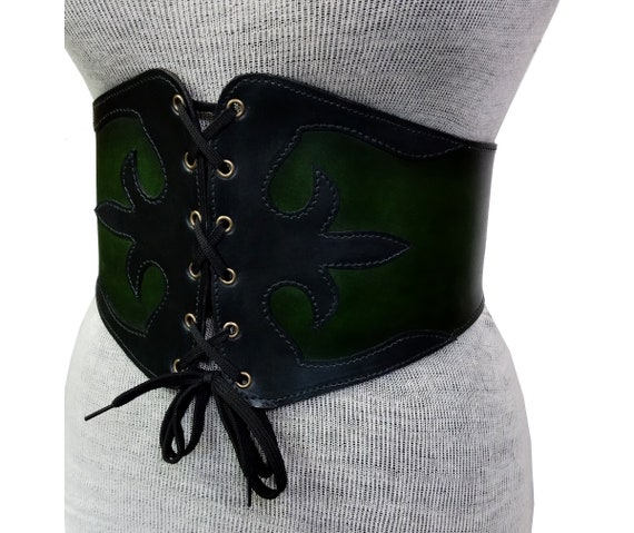 Green Medieval Leather Corset Belt Handmade Medieval Leather -  Canada
