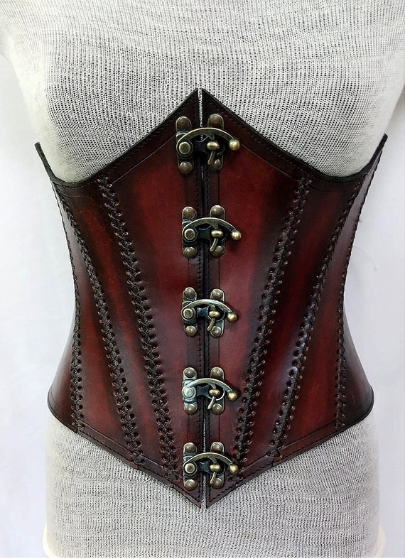 Viking Leather Corset, Medieval Leather Under-bust Corset, LARP Handmade Leather  Corset, Handmade Armor Leather Corset 