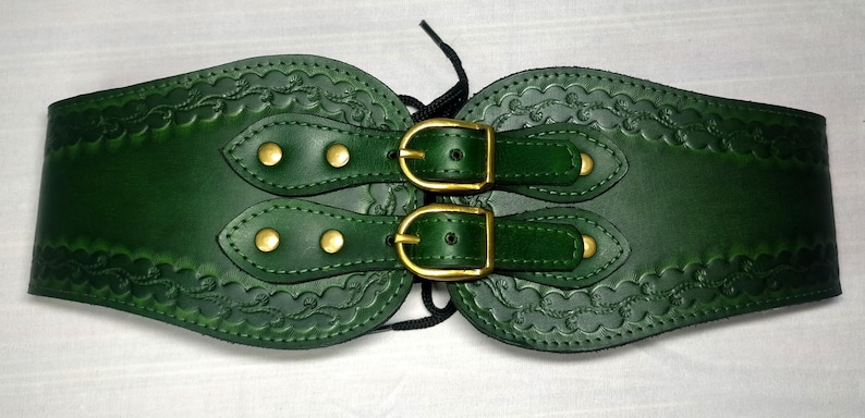 Handmade Tooled Medieval-Viking LARP Leather Corset Belt-Cosplay Armour-Fantasy Halloween for women Warrior Celtic Belt image 12