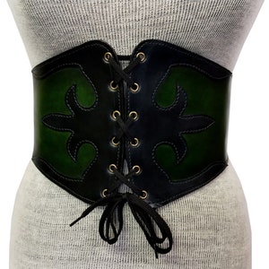 Women Wide Tie Green Waistband Corset Fashion Belt Faux Crocodile Leather  Fit M