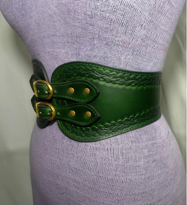 Handmade Tooled Medieval-Viking LARP Leather Corset Belt-Cosplay Armour-Fantasy Halloween for women Warrior Celtic Belt image 14