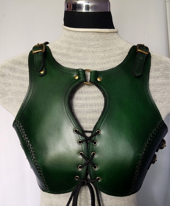 チェスト　ALLEGRORF1144 LERATE グリーン chest114 Shieldmaiden Warrior Armor, Green Antique Leather Female Viking