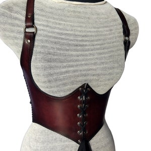 Viking Leather Corset, Medieval Leather Under-bust Corset, LARP Handmade Leather Corset, Antique Brown Handmade Armor Leather Corset