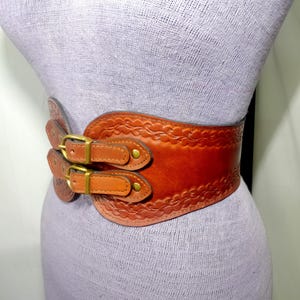 Handmade Tooled Medieval-Viking LARP Leather Corset Belt-Cosplay Armour-Fantasy Halloween for women Warrior Celtic Belt image 16