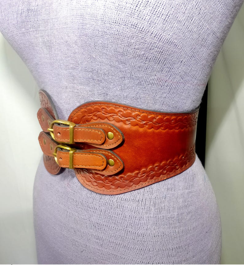 Handmade Tooled Medieval-Viking LARP Leather Corset Belt-Cosplay Armour-Fantasy Halloween for women Warrior Celtic Belt image 16