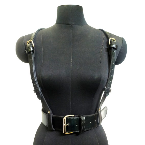 Punk Gothic Genuine Leather Women Belt Cum Body Harness 