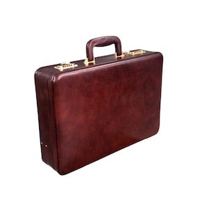 Hard-sided Briefcase, Vintage Brown Leather Attaché Case, Attaché Briefcase for Men, Doctors Briefcase, Laptop Bag, Gift for Promotion