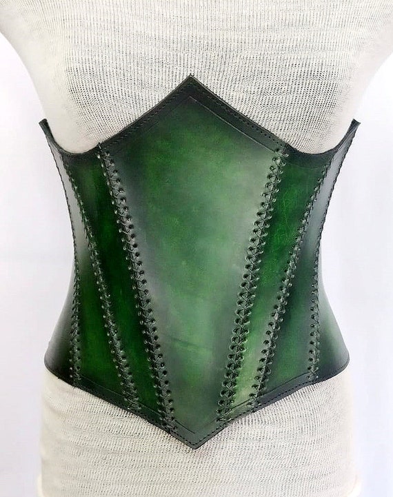 Viking Leather Corset, Medieval Leather Under-Bust Corset, Larp