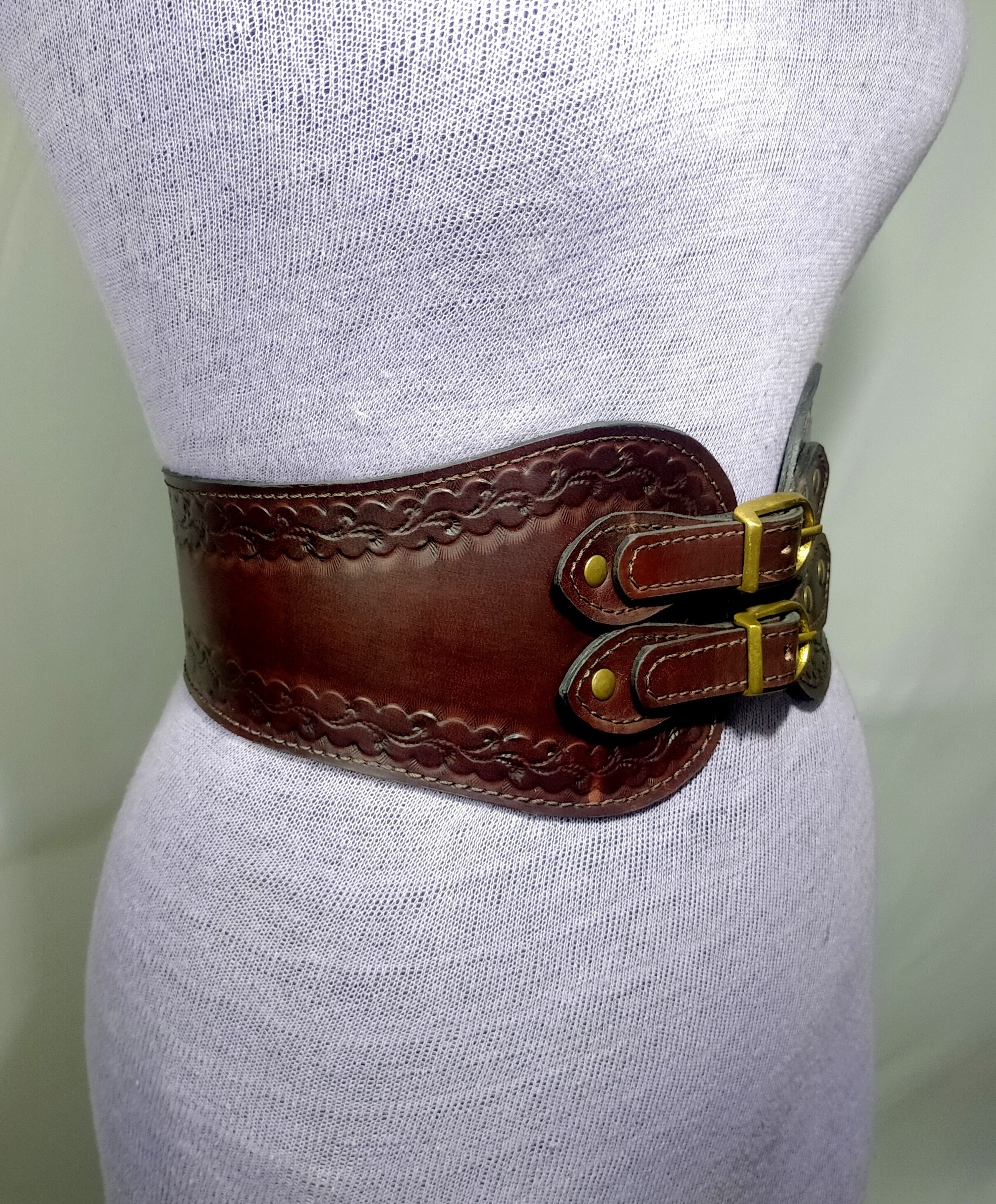 Brown Medieval Leather Corset Belt, Handmade Medieval Leather Corset Belt  for LARP, Tooled Handmade Leather Corset Belt -  New Zealand