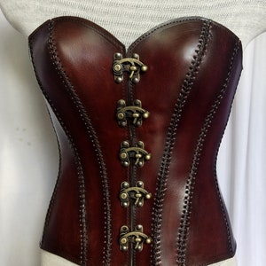 Corset en cuir punk gothique marron antique, corset steampunk-médiéval-GN fait main, corset d&#39;armure en cuir fait main, corset sur buste en cuir viking