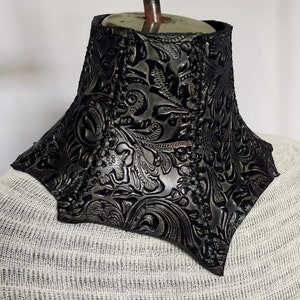 Black Neck Corset Choker Gothic Victorian Medieval Elvish LARP Heroic Fantasy Dark Aristocracy Vampire Handmade Leather Steampunk