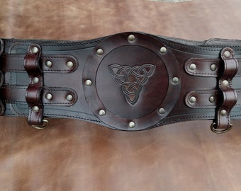 Handmade Viking Medieval Leather Adjustable Belt- Cosplay Warrior Costume for LARP Event-Cosplay, Renaissance