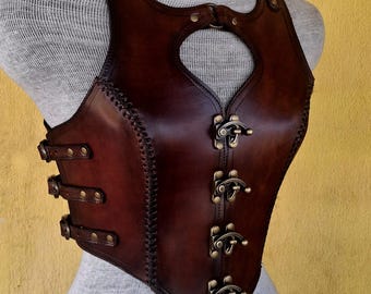 Handmade Leather Cuirass: Medieval Viking Ladies Armor, LARP Cosplay Costume