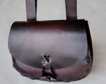 Medieval Leather Pouch - Historical Belt Bag - Belt Pouch - Leather Belt Bag - LARP - Living history Event Bag