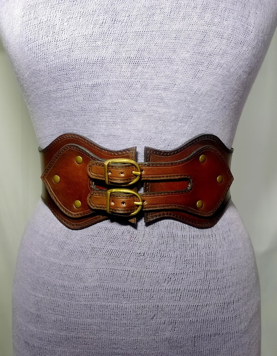 Medieval Leather Corset Belt, Handmade Medieval Leather Corset Belt for  LARP, Tooled Handmade Leather Corset Belt 