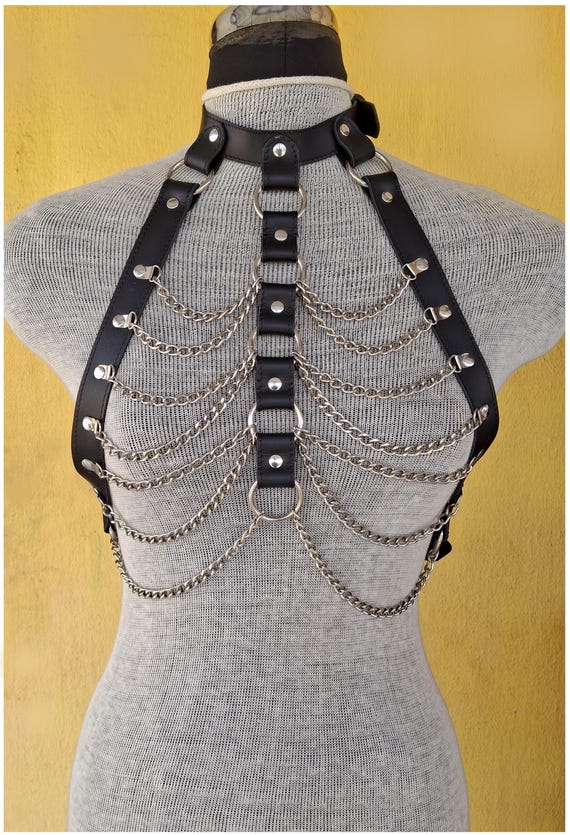 Punk Gothic Genuine Leather Body Chains for Women Body  display picture 2